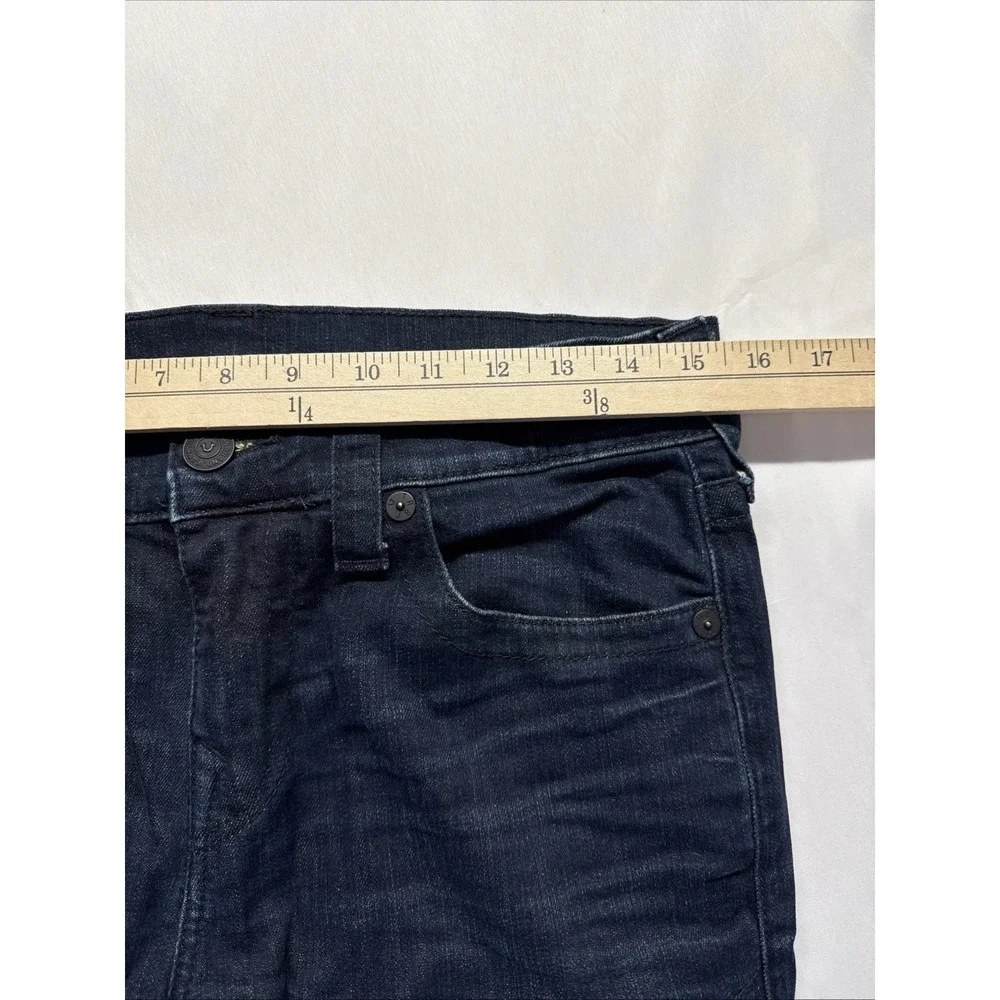 True Religion Jean Mens 30 Rocco Relaxed Skinny Moto Dark wash Stretch Zip denim